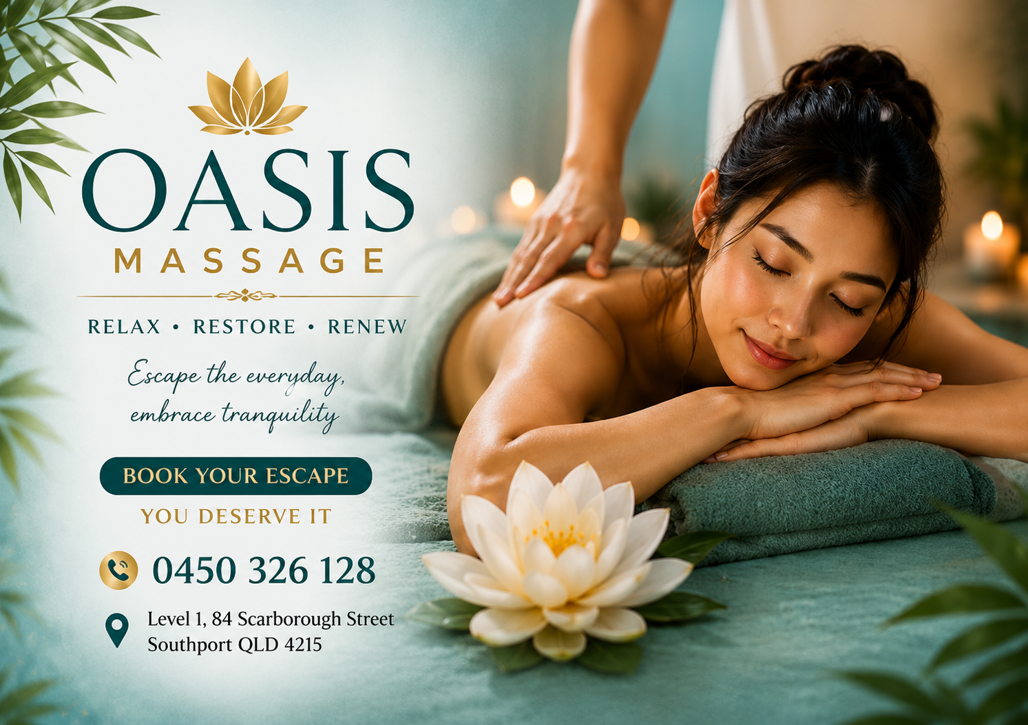Woman receiving massage at Oasis Massage Southport